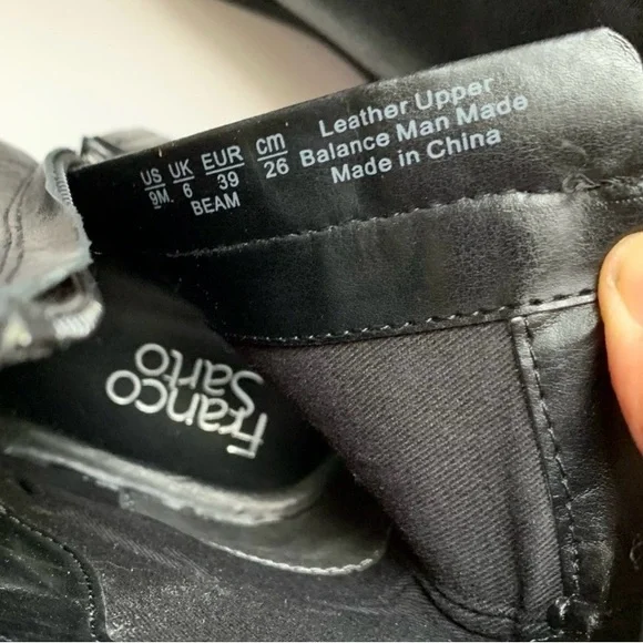 Franco Sarto Beam‎ Black Leather Chelsea Biker Ankle Boots Booties 9M 39 - Picture 6 of 7